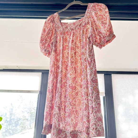 ✨💋SOLD💋🌺🌼DÔEN ‘Tybee’ Silk Satin Golden Hour Paisley Mini Dress XS✨ - Picture 3 of 16